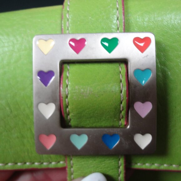 VINTAGE DOONEY & BOURKE LIME GREEN Y2K PURSE TOTE (PEN ON BACK C PICS) - Picture 12 of 15